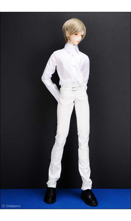 Glamor Model M Size - Skinny Buckle Pants (White)