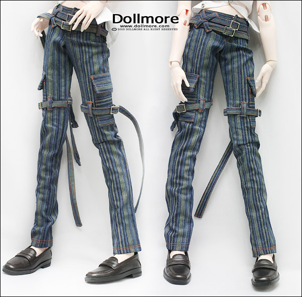 Model Size - Buckle Skinny Pants (Blue)