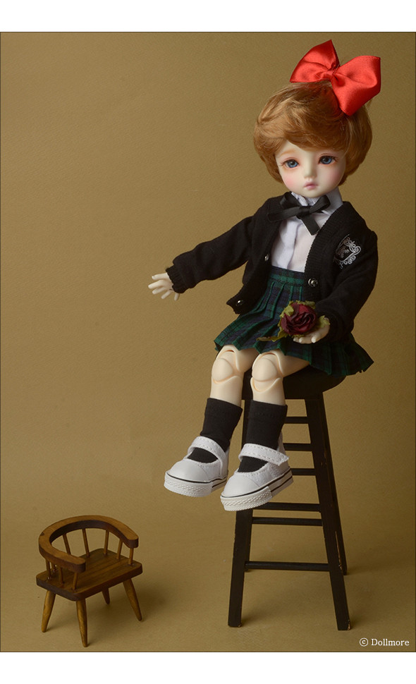 Dear Doll Size - Petit School Uniform For Girl Set (Black & Green)