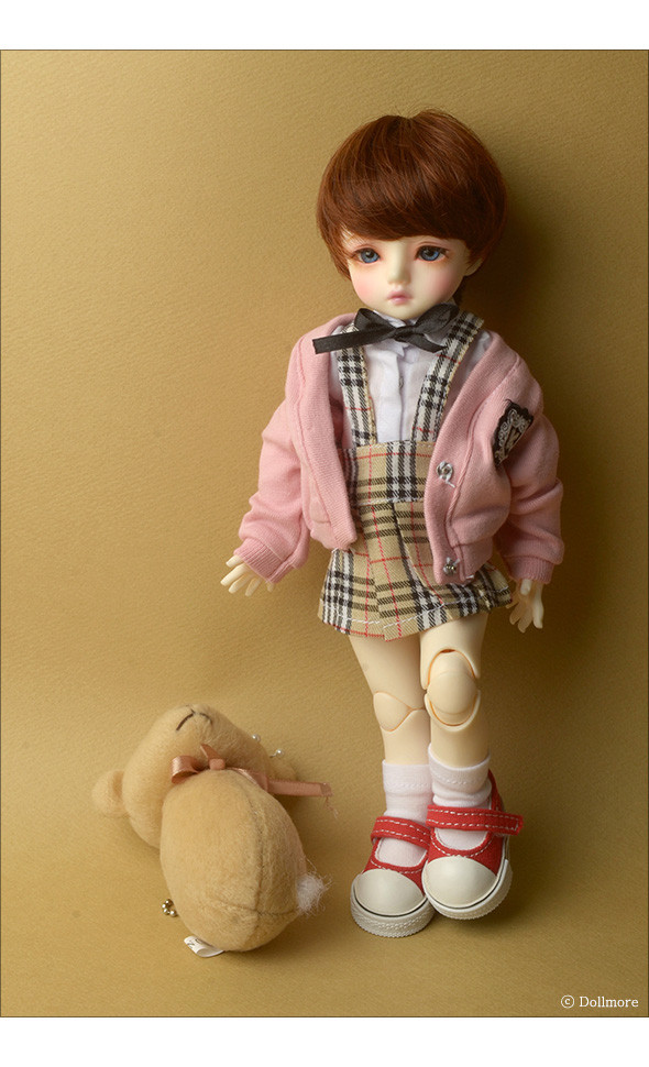 Dear Doll Size - Petit School Uniform For Girl Set (Pink & Beige)