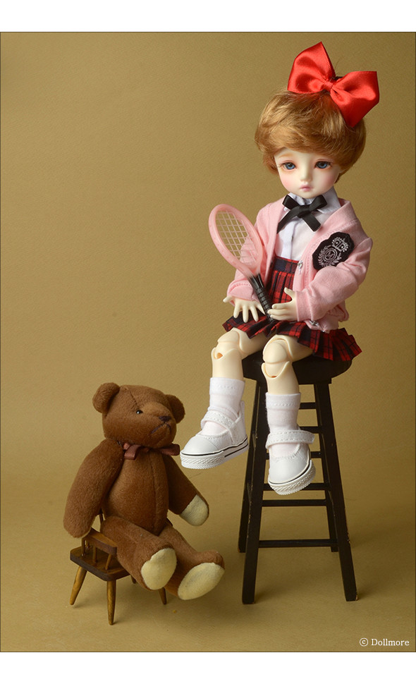 Dear Doll Size - Petit School Uniform For Girl Set (Pink & Red Check)[K7-2-5]