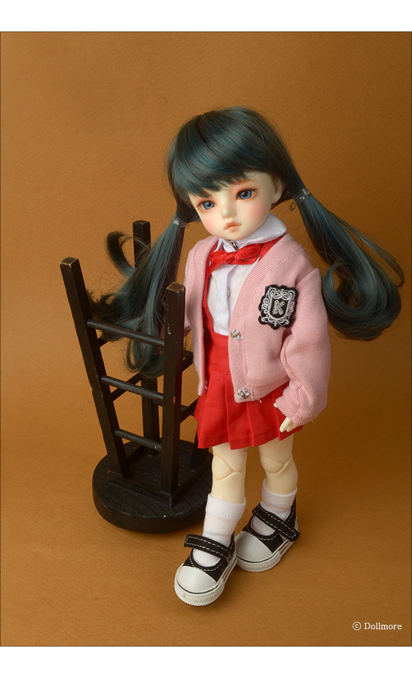 Dear Doll Size - Petit School Uniform For Girl Set (Pink & Red)