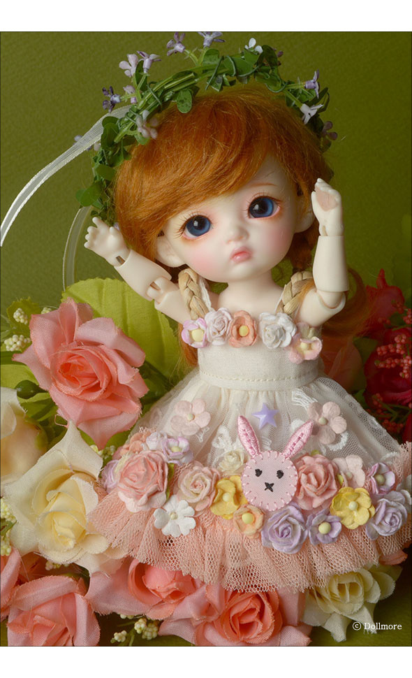 Bebe Doll Size - Rabbit Flowers Dress (Coral)