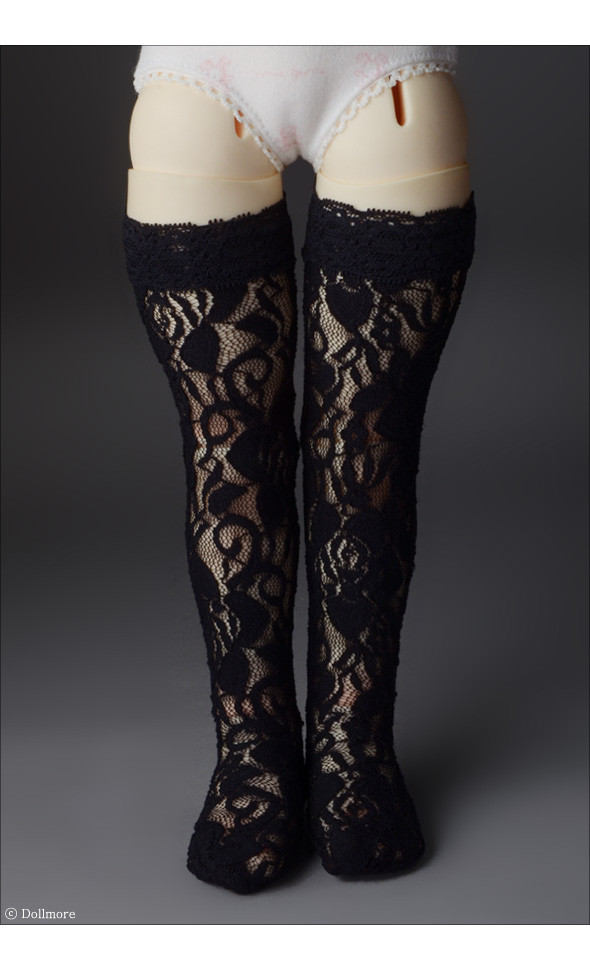 Illua Doll size - FOH Lace Band Stockings (Black - A)