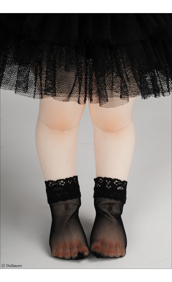 Mokashura Size - Ccok lace Socks (Black)
