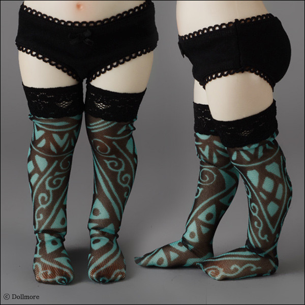 Mokashura Size - Cochine Band Stockings (Blue)
