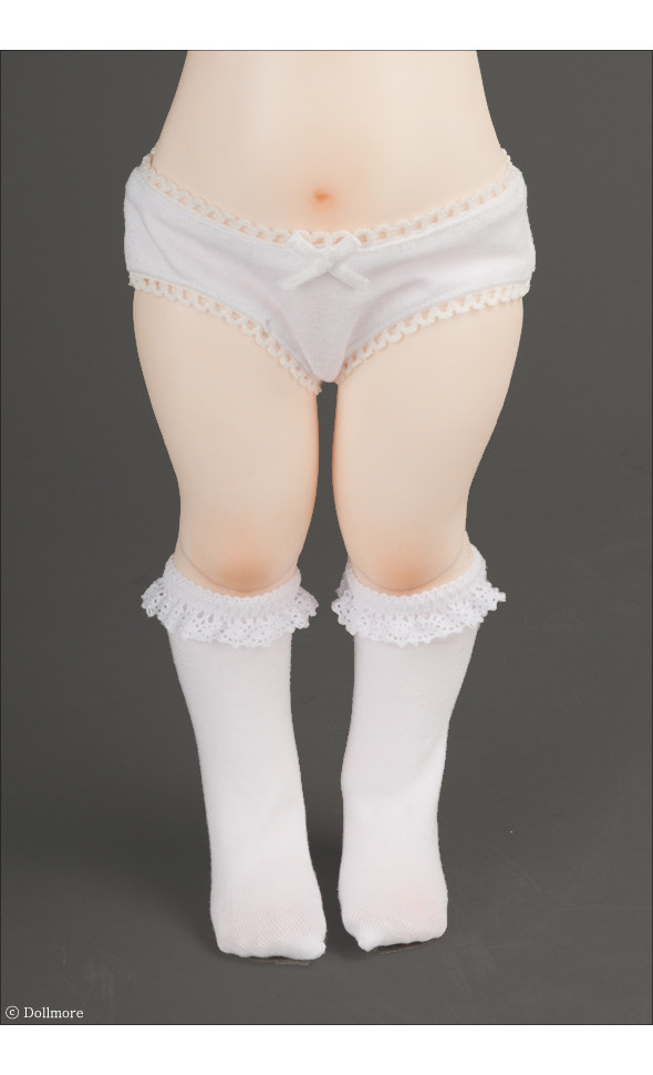 Mokashura Size - Ponyo Knee Socks (White)