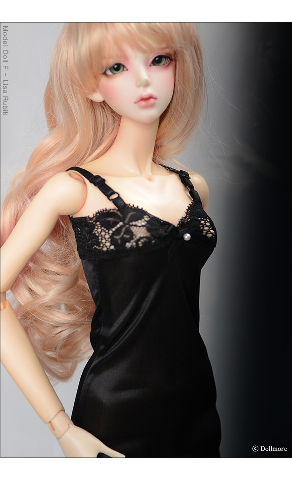 Model doll size - Long Slim Line Slip (Black)