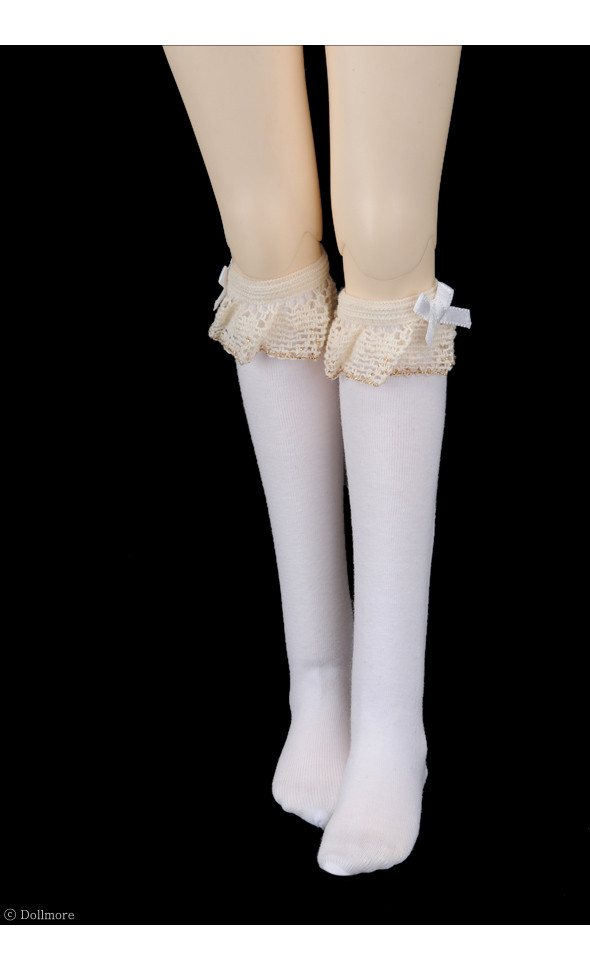 SD - Lacy Girl Knee Stocking (White)