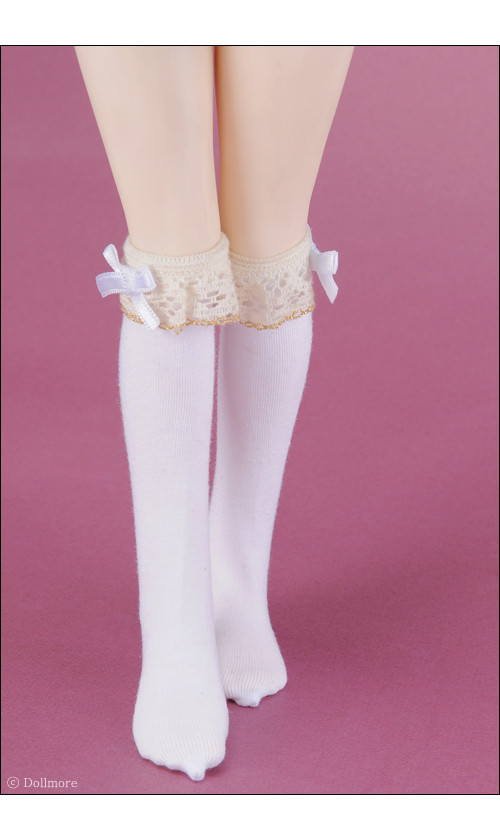 MSD - Lacy Girl Knee Stocking (White)