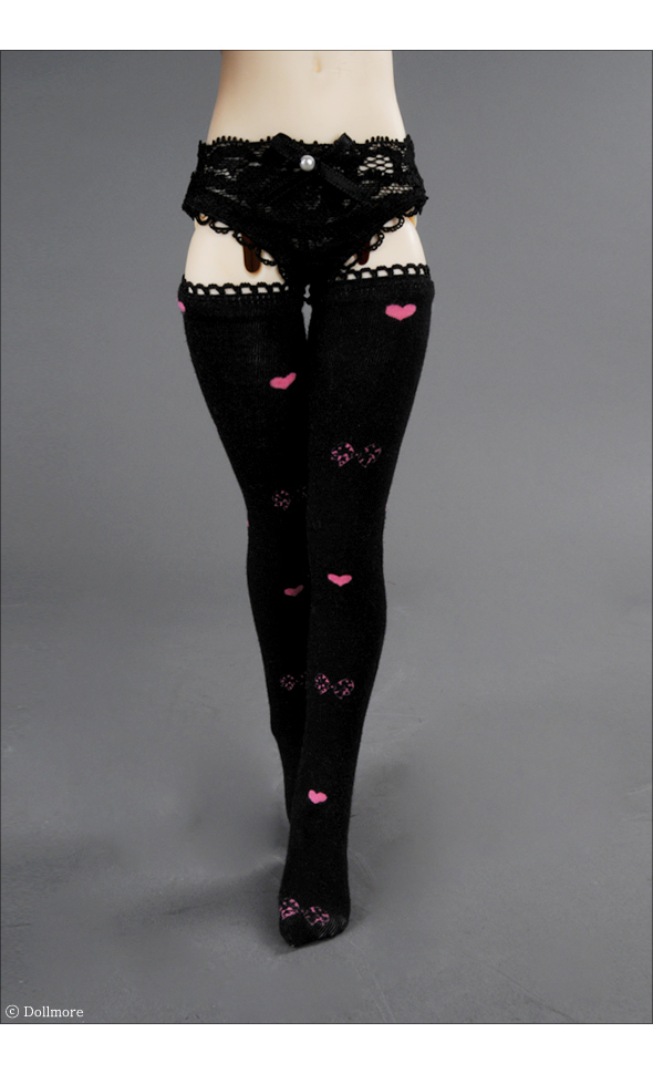 MSD - SP Heart Band Stocking (P & Black)