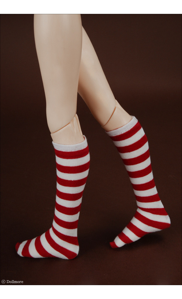 MSD - SMK Striped Knee Socks (Red)
