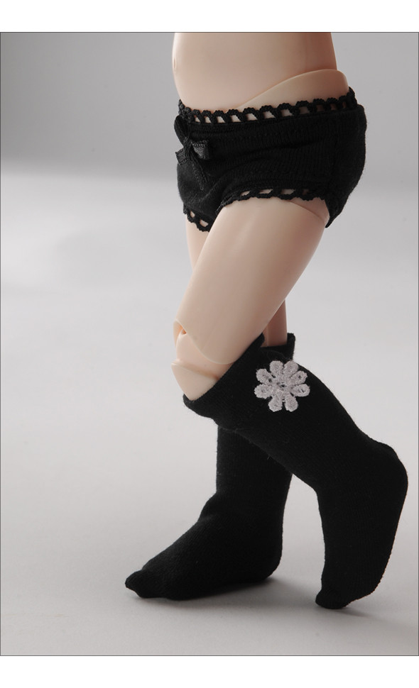 Dear Doll Size - Flower Smart Knee Socks (Black)
