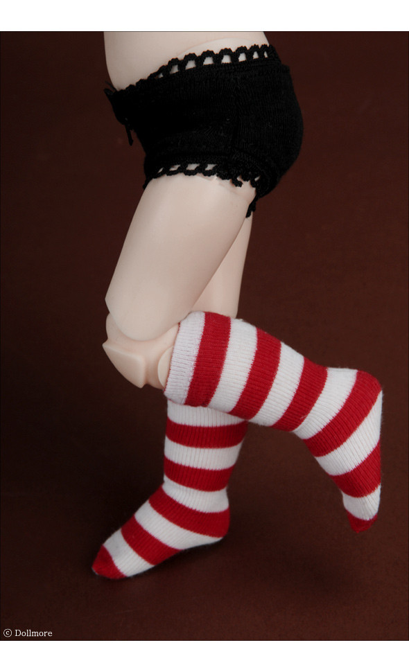 Dear Doll Size - SMK Striped Knee Socks (Red)