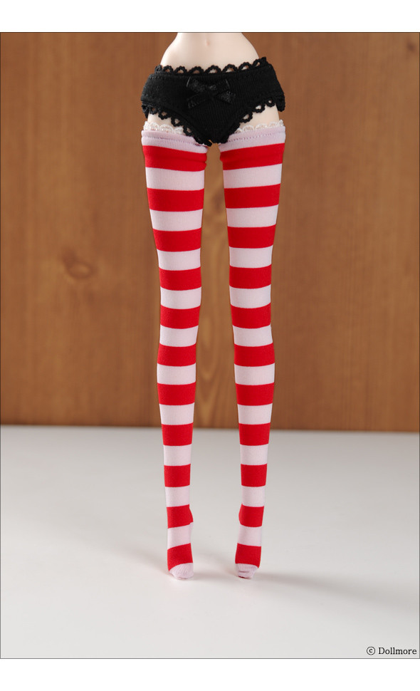 12 inch Size - Striped Stocking (W & Red)