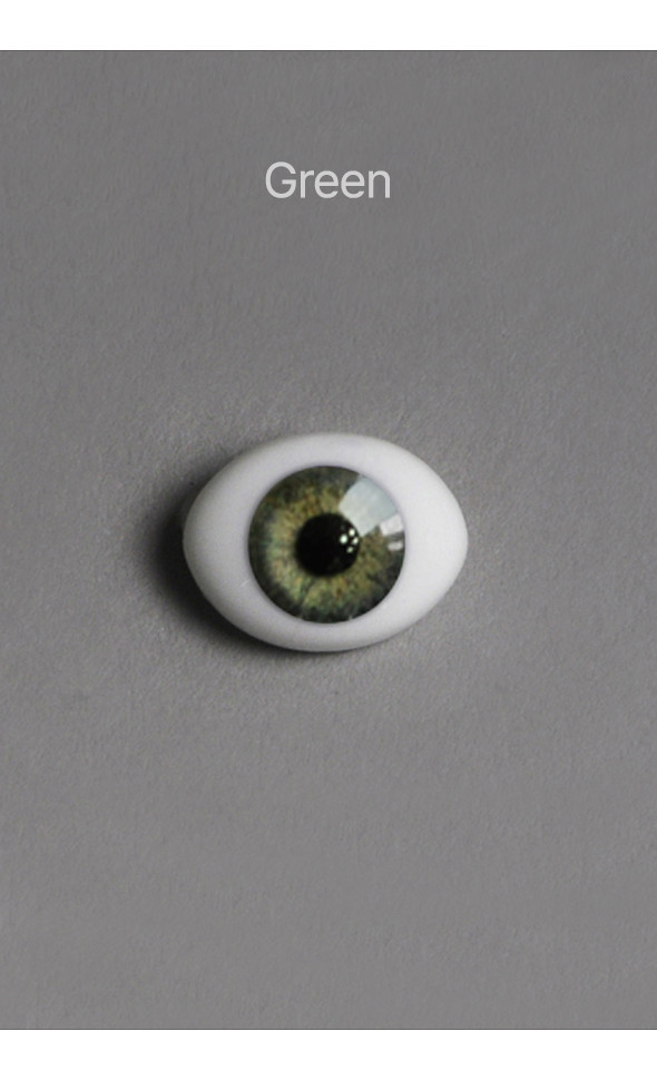 6mm Oval Flat Real Glass Eyes (Green)