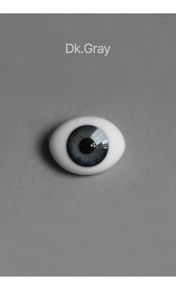 6mm Oval Flat Real Glass Eyes (Dk.Gray))