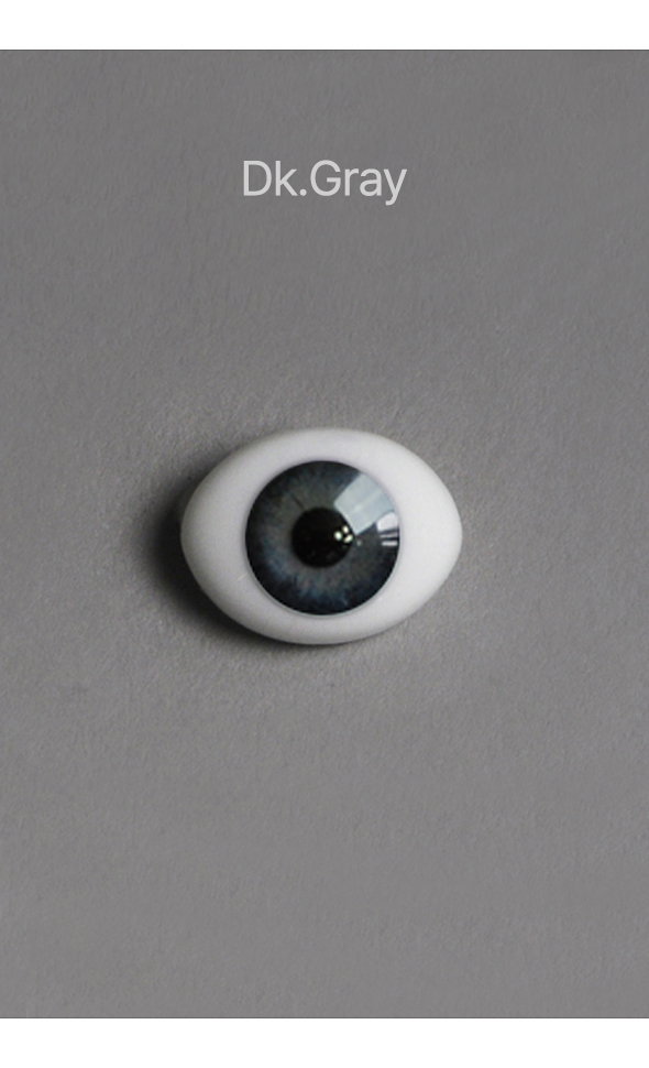 6mm Oval Flat Real Glass Eyes (Dk.Gray))