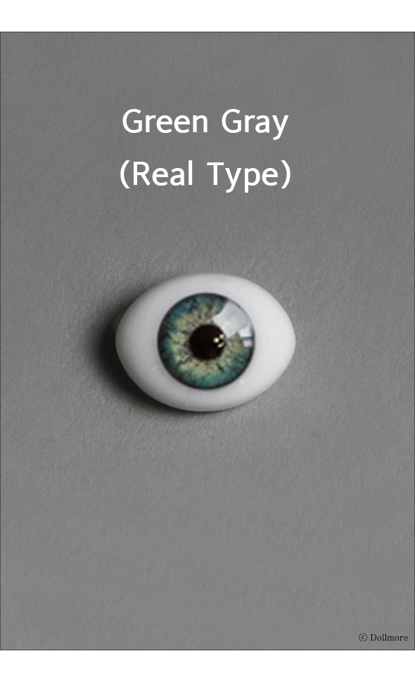 10mm Oval Real Type PaperWeight Glass Eyes - Green Gray (Real Type)[N7-2-6]