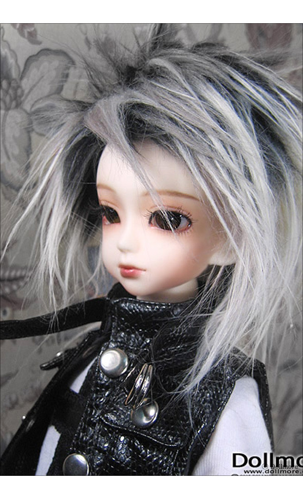 (7-8) Mohair Two Tone style wig - W + Black