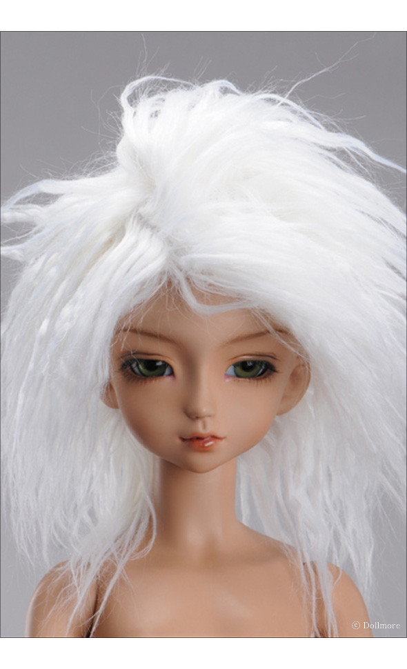 (7-8) Mohair Long Style Wig - White