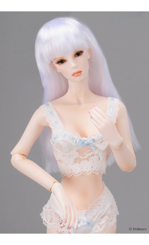 (4-5) Long Straight Wig (White)