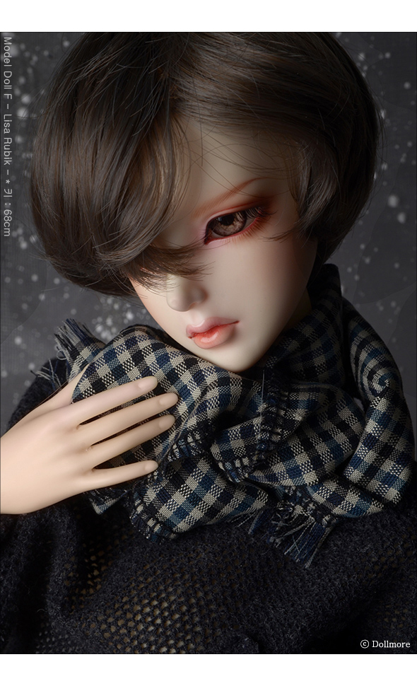 Model & MSD - Check Woolen Muffler (O - Blue)