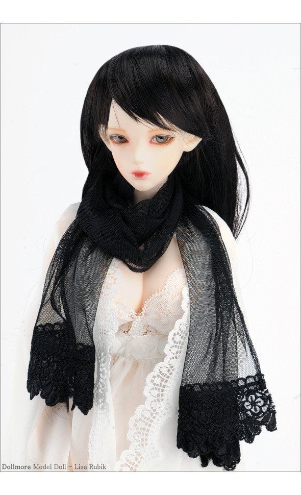 Model & SD - Chiffon Lace Scarf (Black)