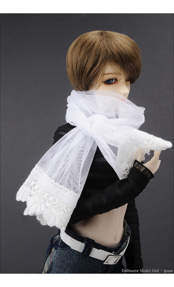 Model & SD - Chiffon Lace Scarf (White)