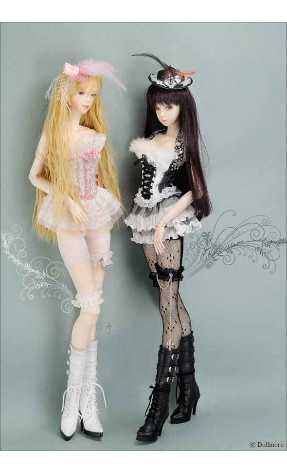 Model doll size - Stocking Chain Lace Band (Black)