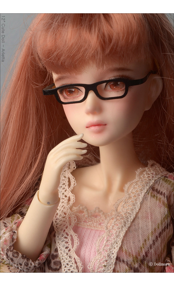 12inch doll -  Shape Steel Lensless Frames Glasses (Black)