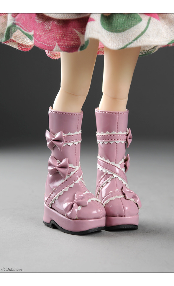 (Damage Sale) Narsha Size - French Ribbon Boots (Pink)