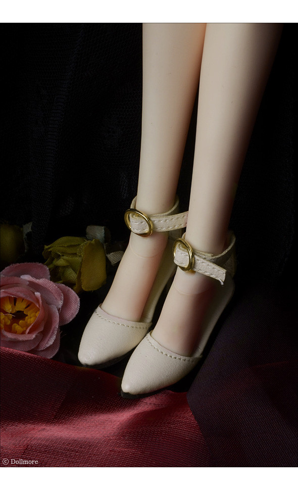 Fashion doll Size - Delightful Heels shoes (Cream)[C3]