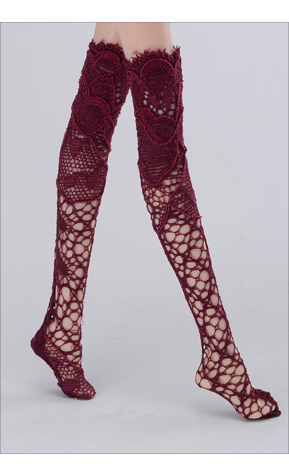 12 inch Size - TX Lace Knee Socks (D Wine)