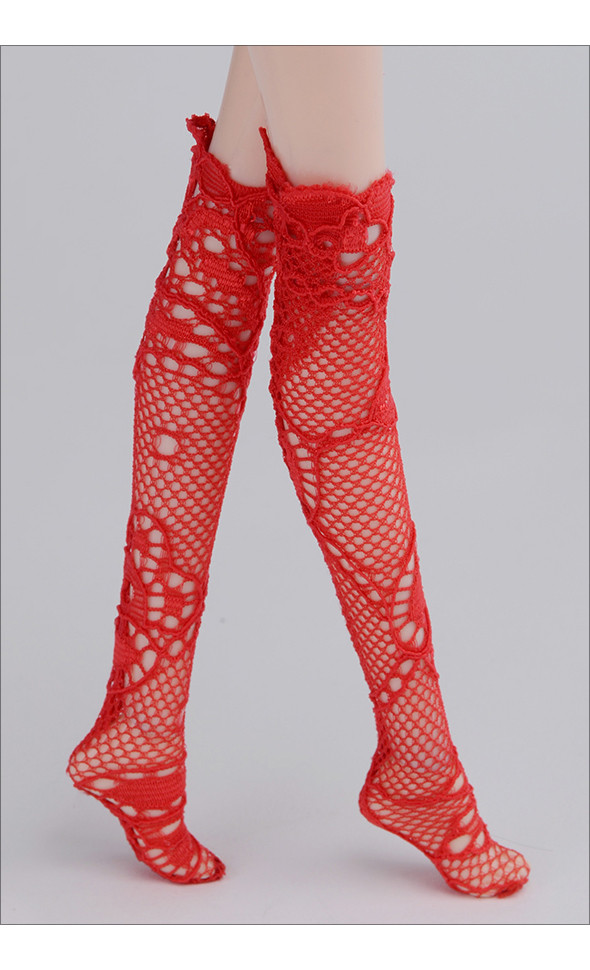 12 inch Size - TX Lace Knee Socks (Red)