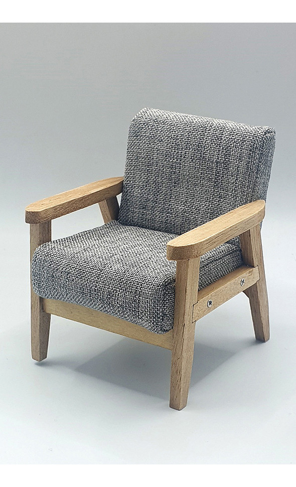 1/12 Scale Single Classic Wooden Chair (Gray)