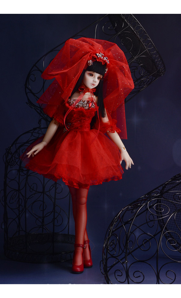 (Limited Costume) Judith Girl Size - Bride of the Monster Red Dress Set - LE10 (Last)