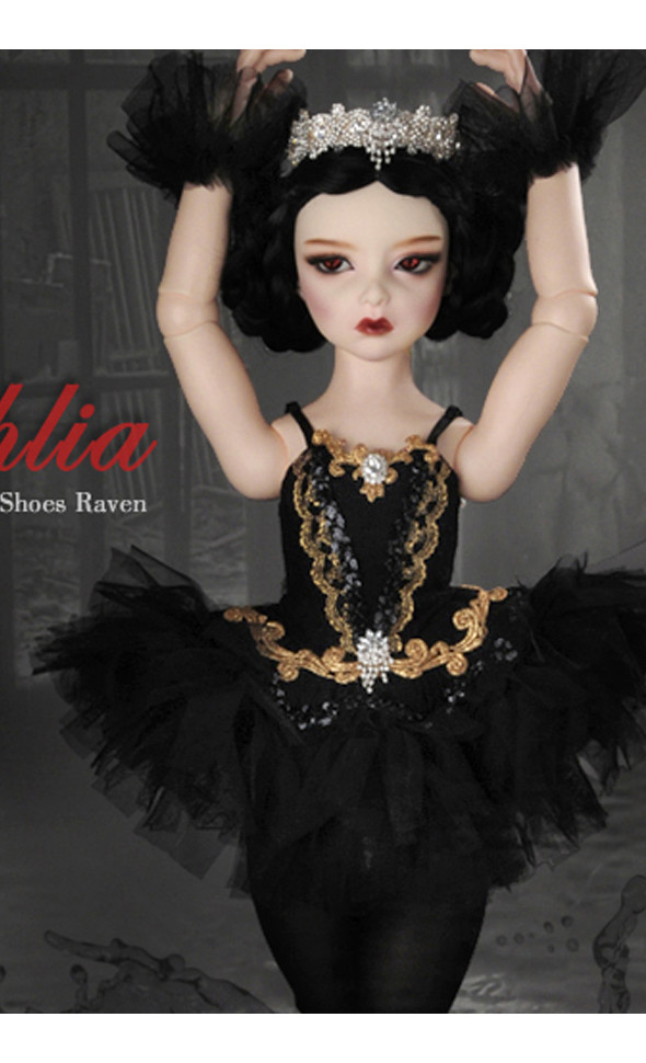 (Limited Costume) Lusion Doll Size - Red Shoes Raven Dress Set - LE5