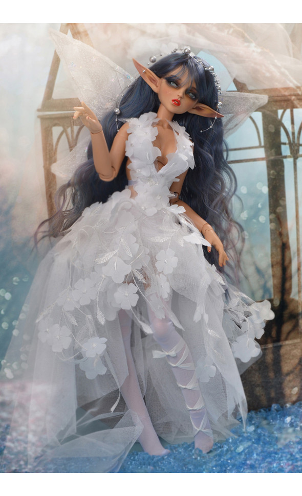 (Limited Dress Set) Judith Girl Size -  Flower Fairy Black Dress Set (White) - LE15