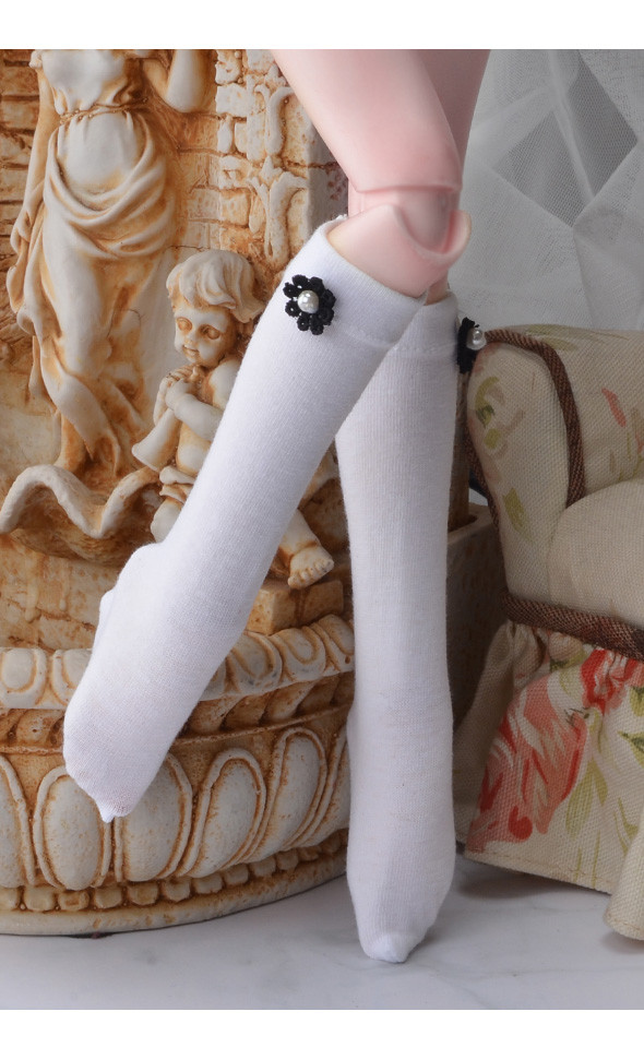MSD - Flower Knee Stocking (White)
