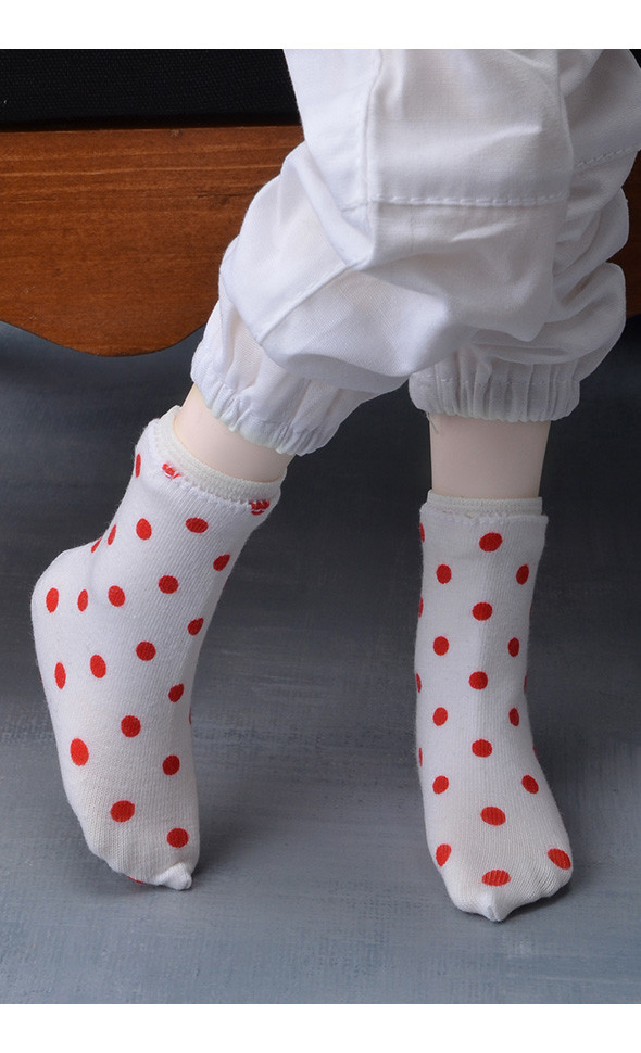 MSD - Basic socks (W&Red Dots)