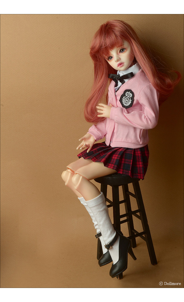 MSD - Petit School Uniform For Girl Set (Pink & Red Check)[A6-5-5]