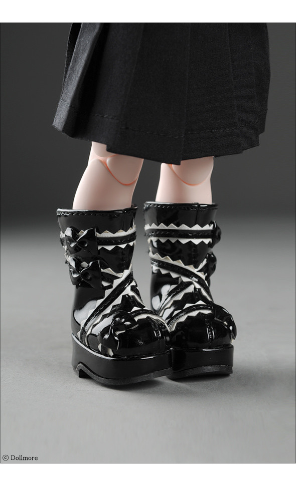 (Damage Sale) Dear Doll Size - French Ribbon Boots (Black)