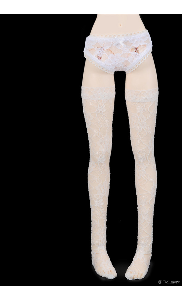 SD Size - Classic Lace Band Stocking (White)