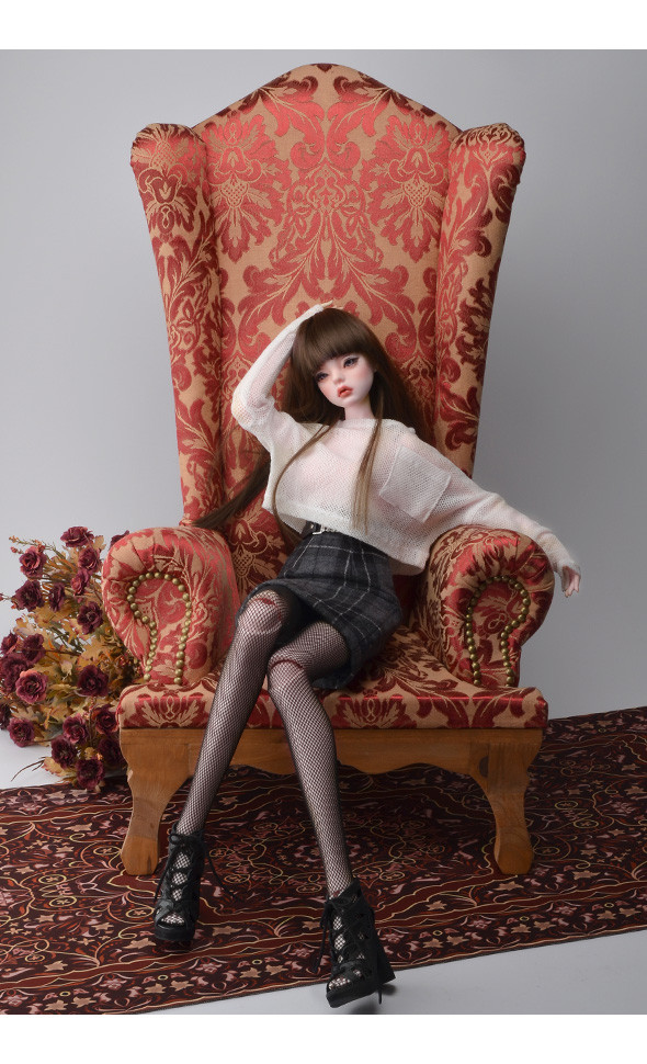 Model doll size - Dollmore Haute Sofa (Red Jacquard)