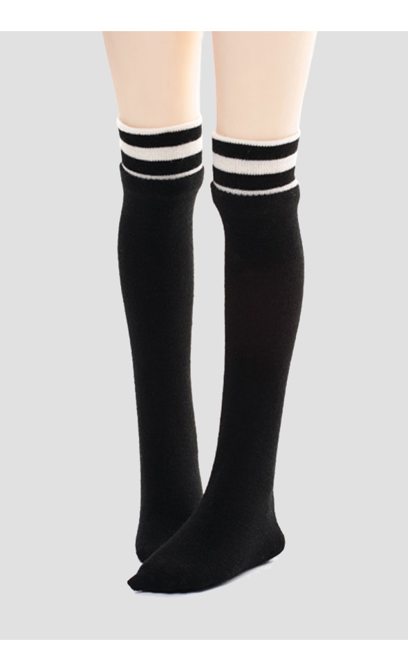 MSD - Line Knee socks(Black)[A9-5-3]