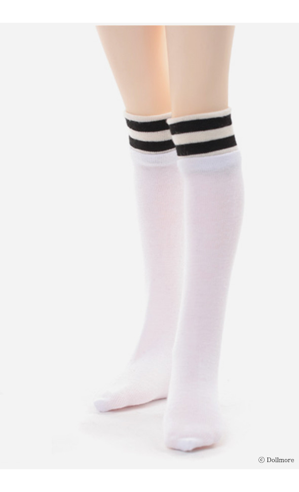 MSD - Line Knee socks(White)