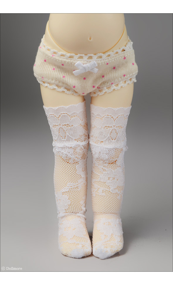 Dear Doll Size - Lace Fanta Band Stocking (White)