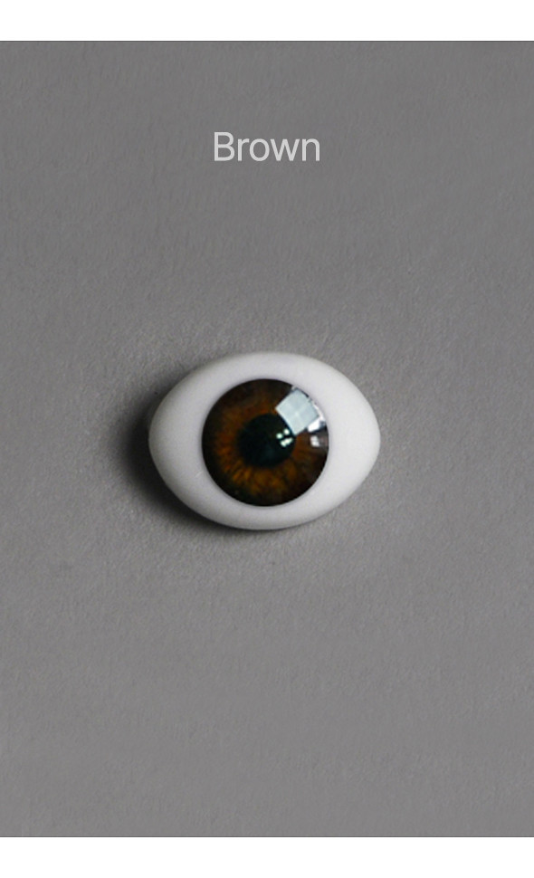 6mm Oval Flat Real Glass Eyes (Brown)