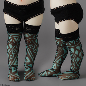 Mokashura Size - Cochine Band Stockings (Blue)